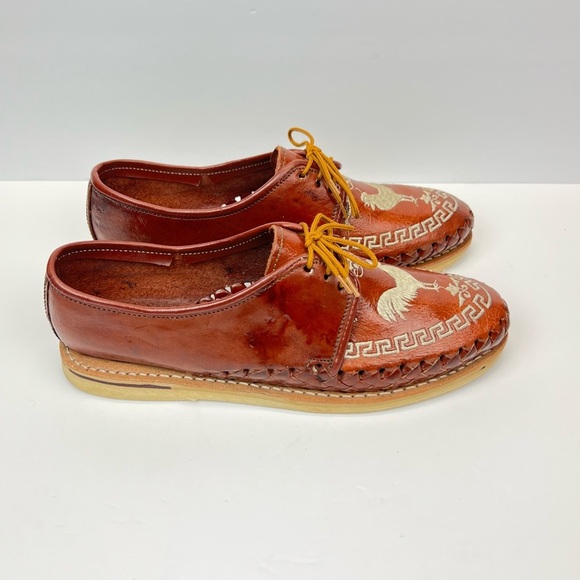 Artisan Brown Leather Oxfords with Rooster Design Mens US 10 MX 29 - Picture 5 of 9